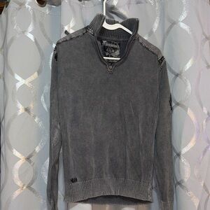 Black Label Men's Charcoal Zip-Up Sweater